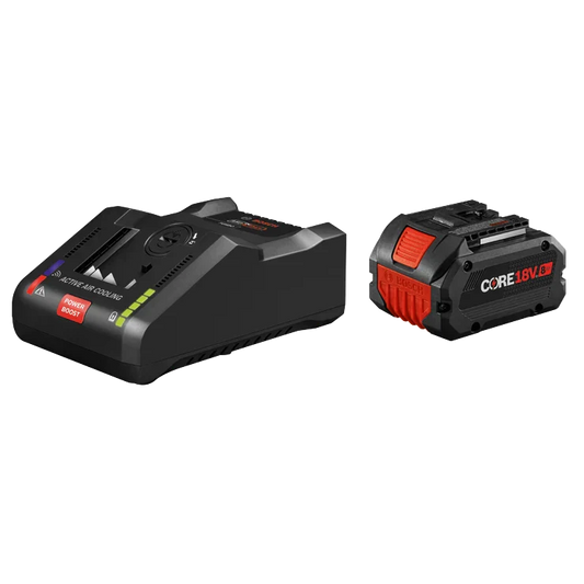 BOSCH GXS18V-16N14 18V Starter Kit with (1) CORE18V® 8 Ah High Power Battery and (1) 18V 16 Amp Battery Turbo Charger