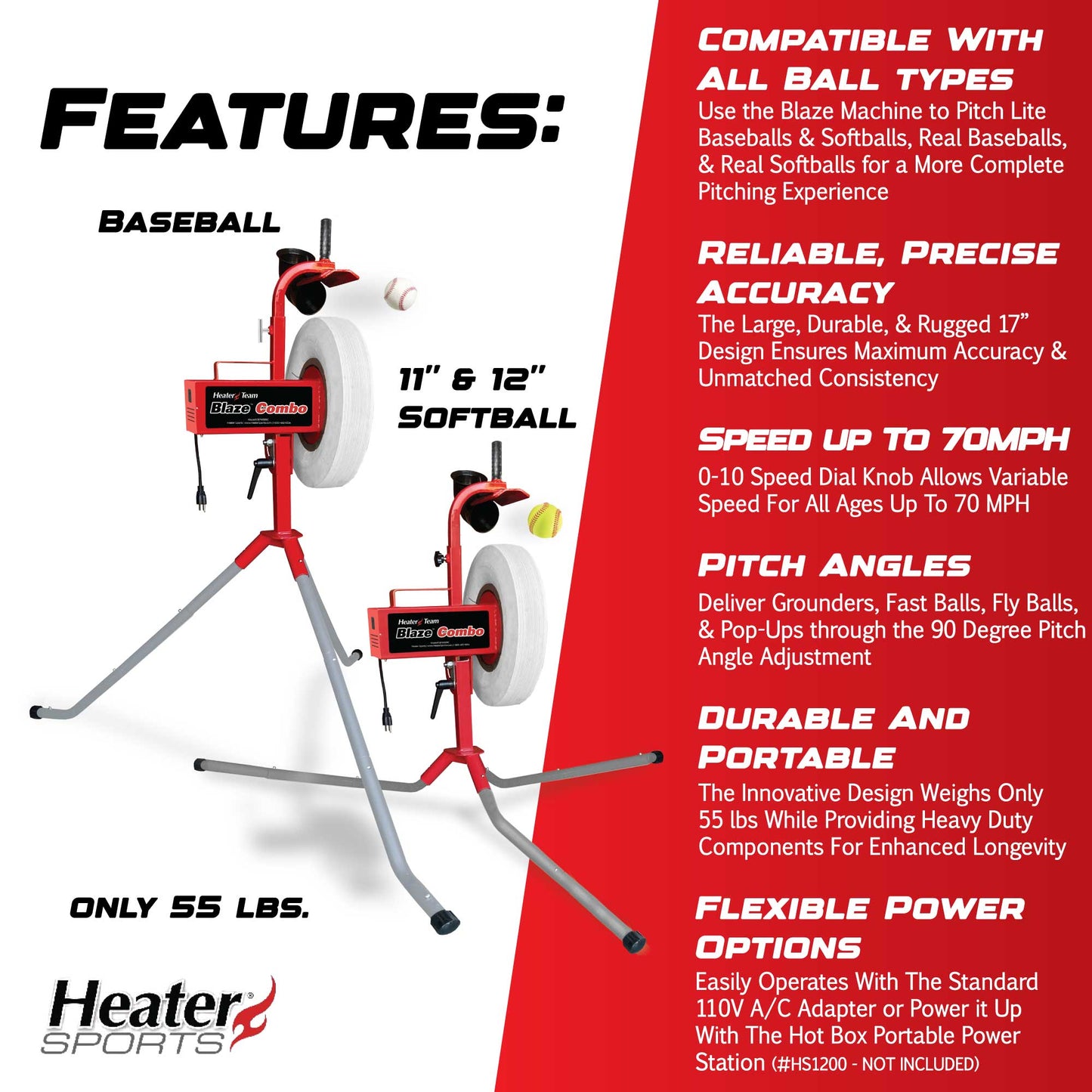 Heater Blaze Combo Heavy Duty Pitching Machine