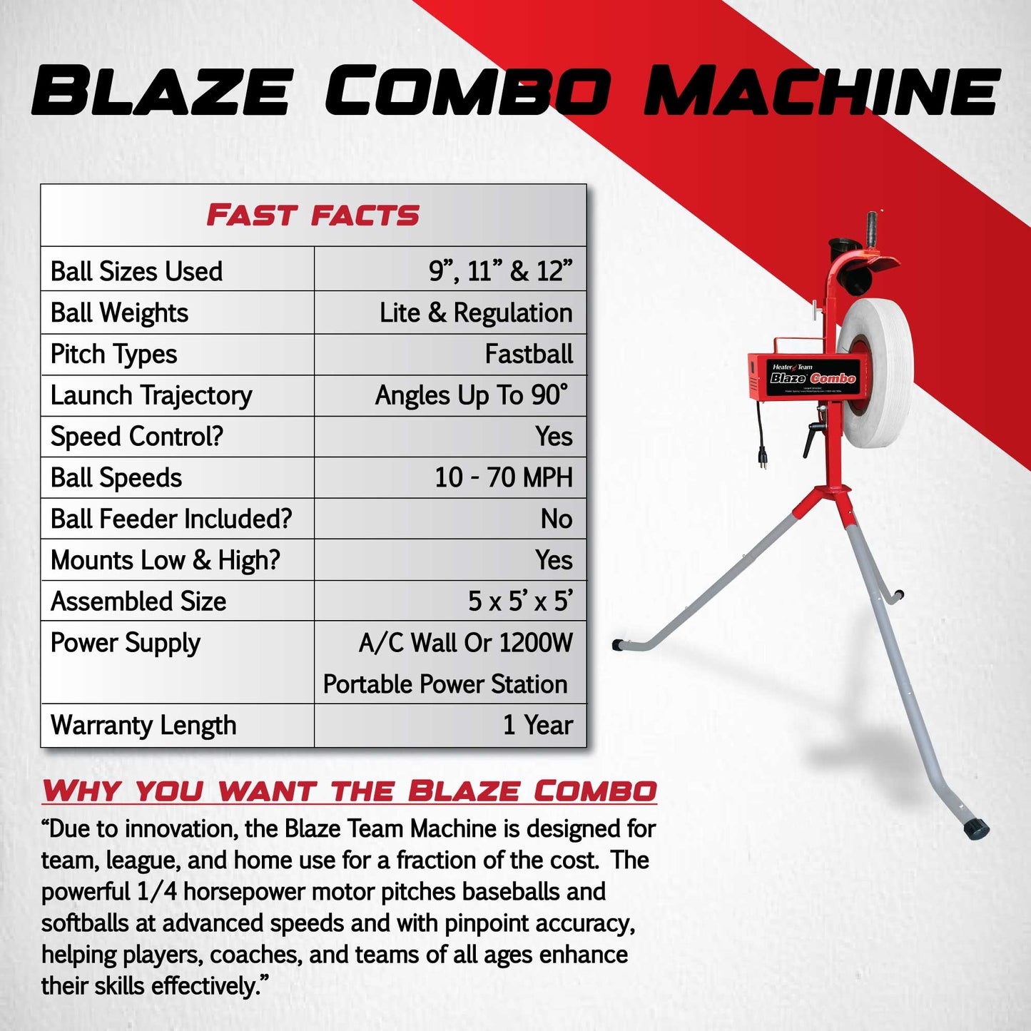 Heater Blaze Combo Heavy Duty Pitching Machine