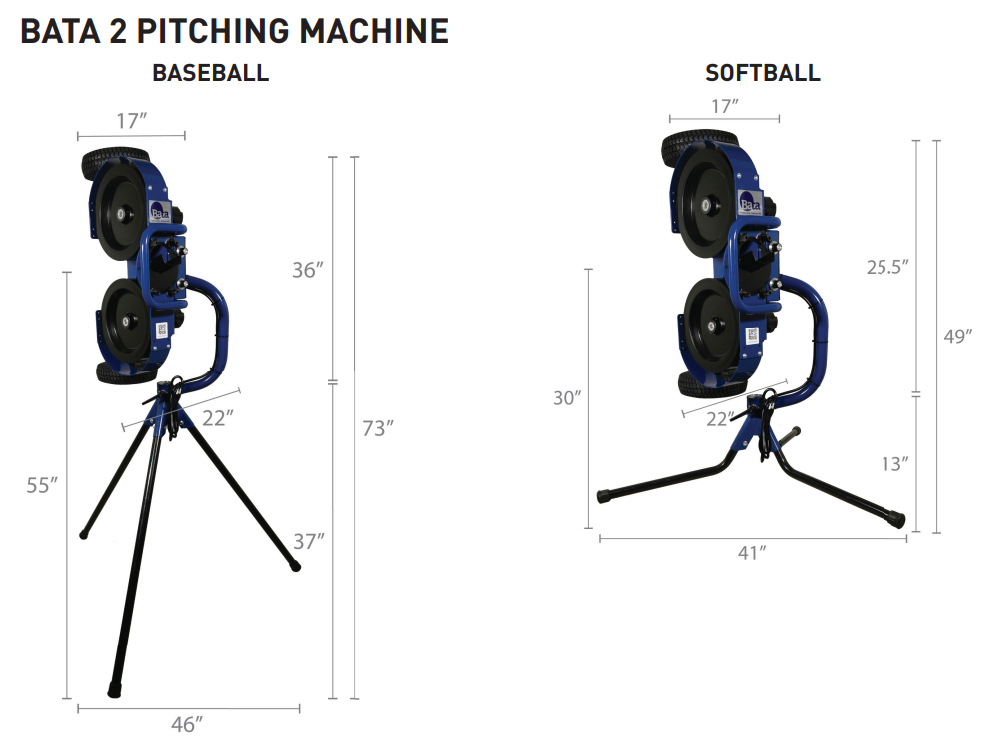 BATA-2 Pro Pitching Machine for Baseball, Softball, or Combination