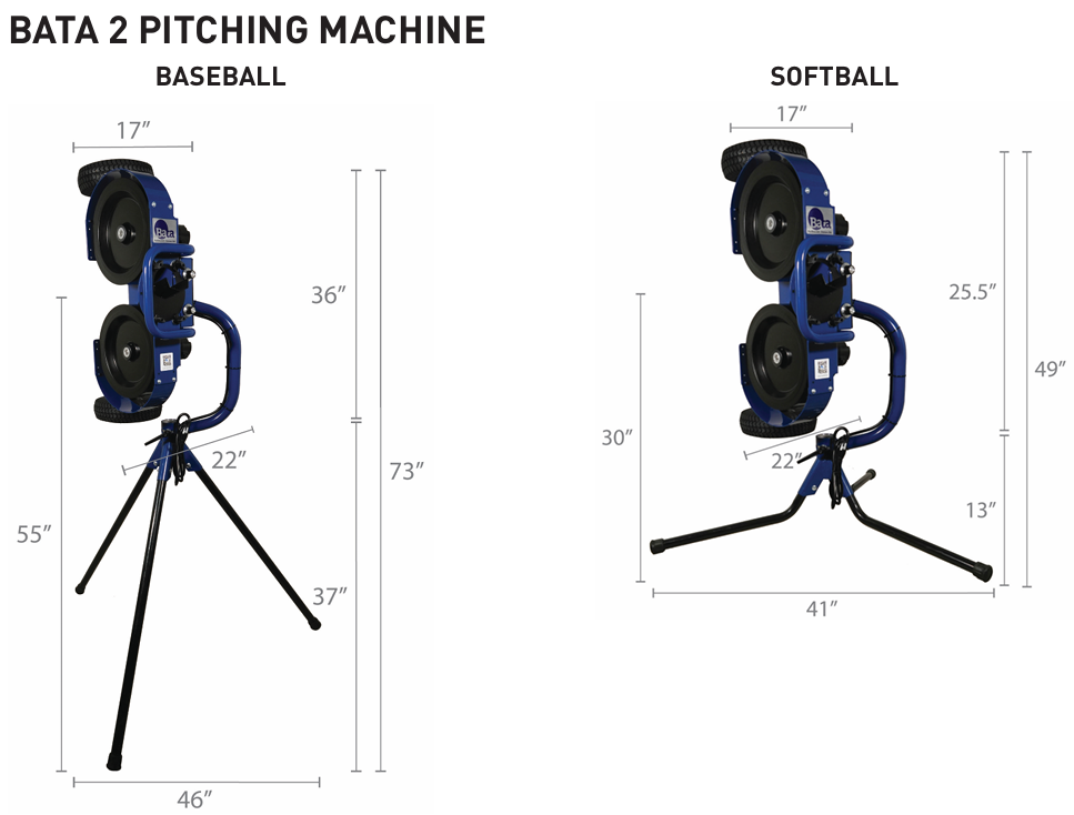 BATA-2 Pitching Machine for Baseball, Softball, or Combination