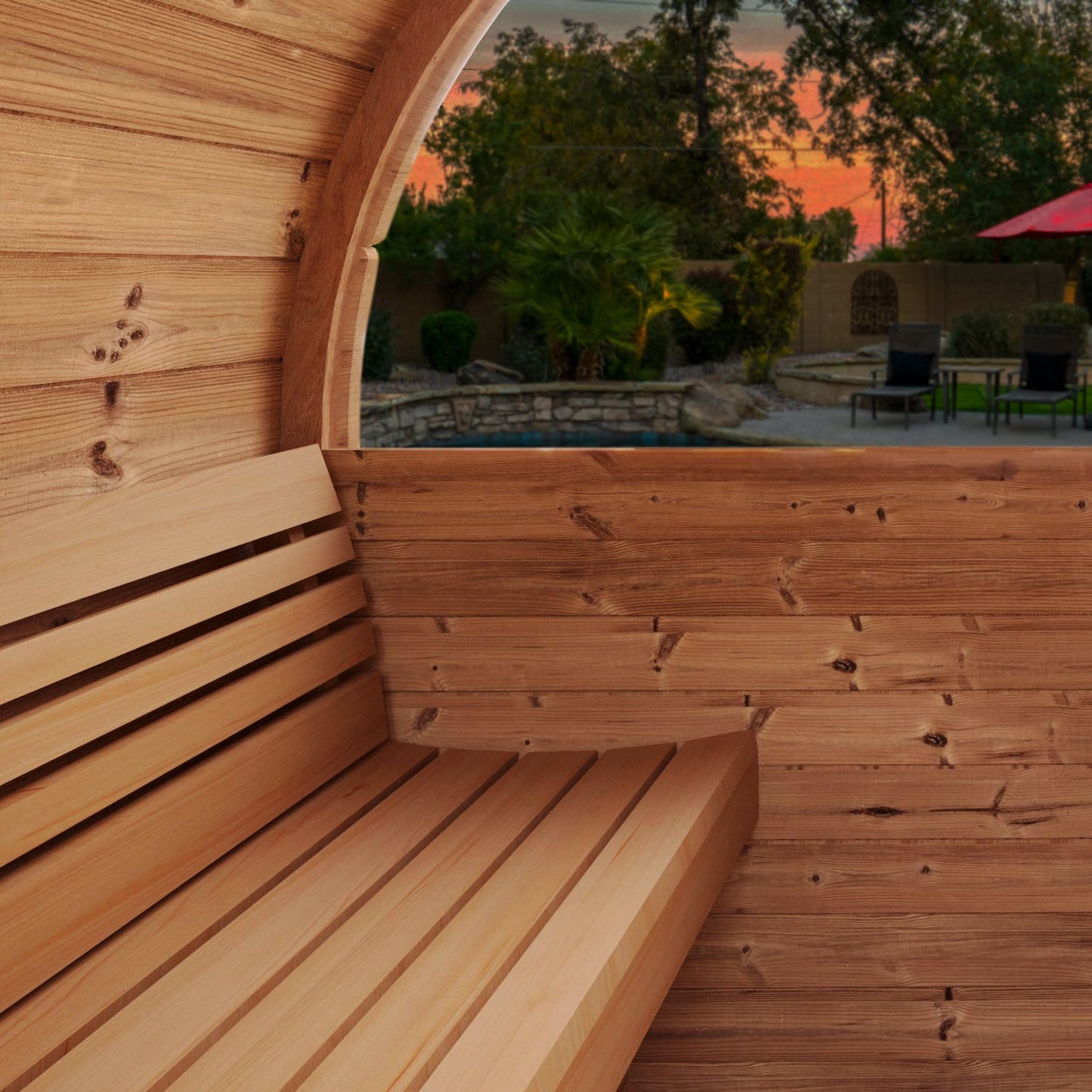 SaunaLife Model E7W Sauna Barrel with Window - 4 Person
