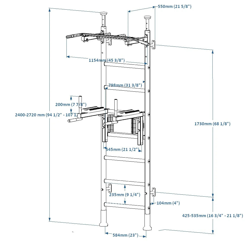 BenchK 522 Gymnastics Wall Bars with Dip Station and Pull-Up Bar