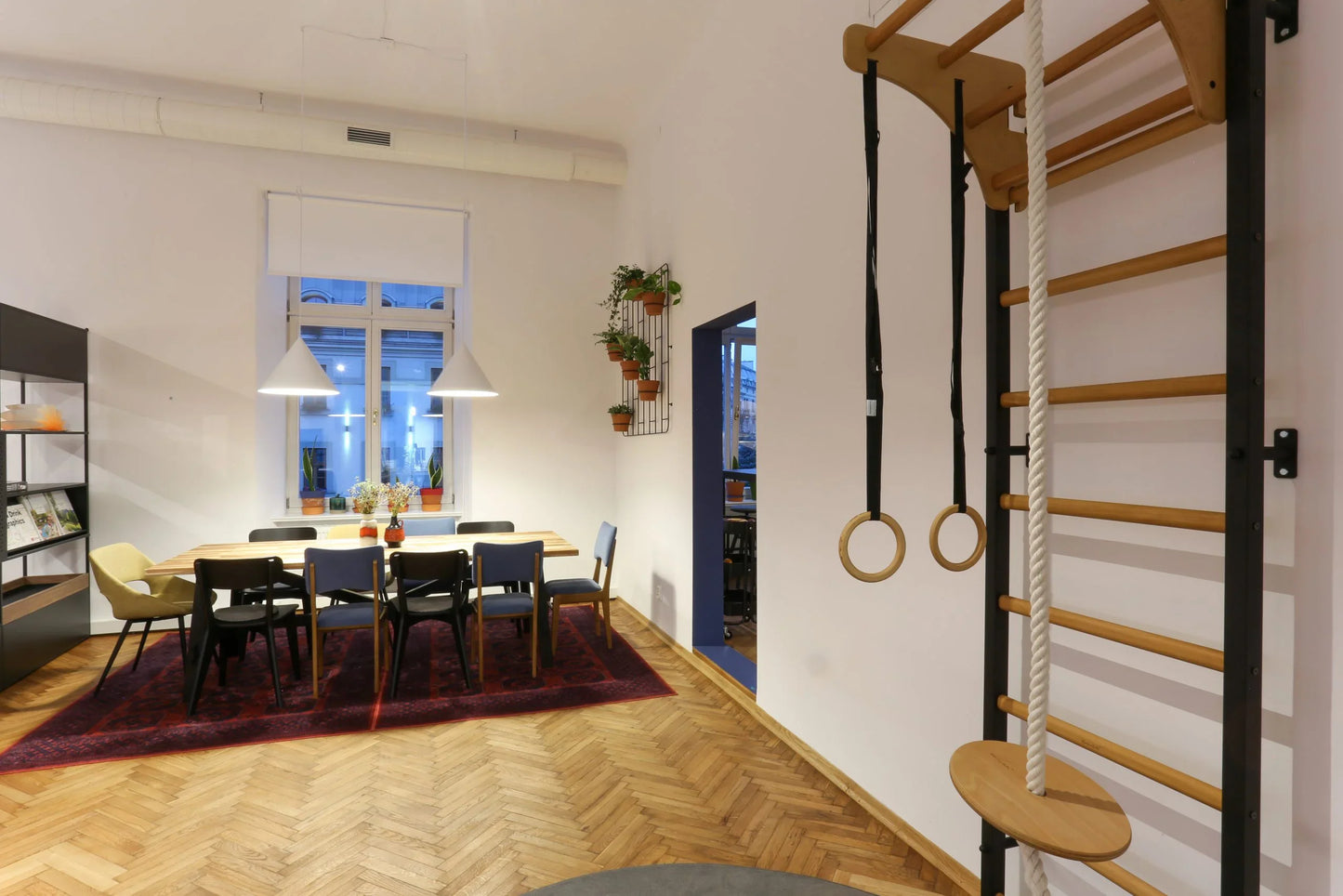 BenchK 711 Gymnastic Wooden Wall Bars with Pull-Up Bar and Accessories