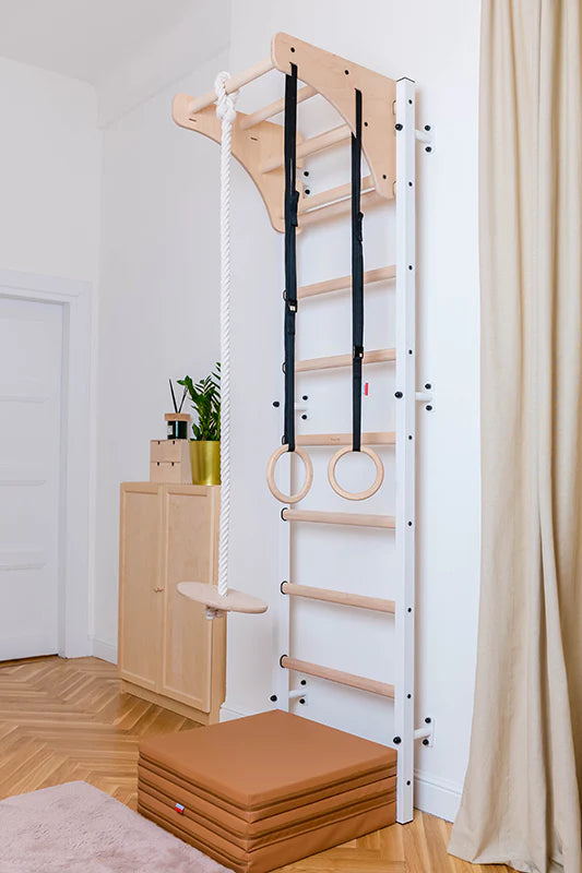 BenchK 711 Gymnastic Wooden Wall Bars with Pull-Up Bar and Accessories