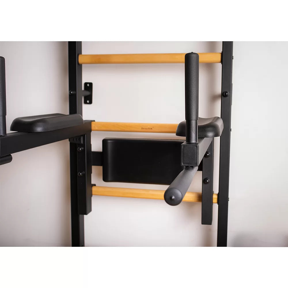 BenchK 232 Gymnastic Wall Bars with Dip Bar and Conversion Pull-Up Bar / Barbell Holder