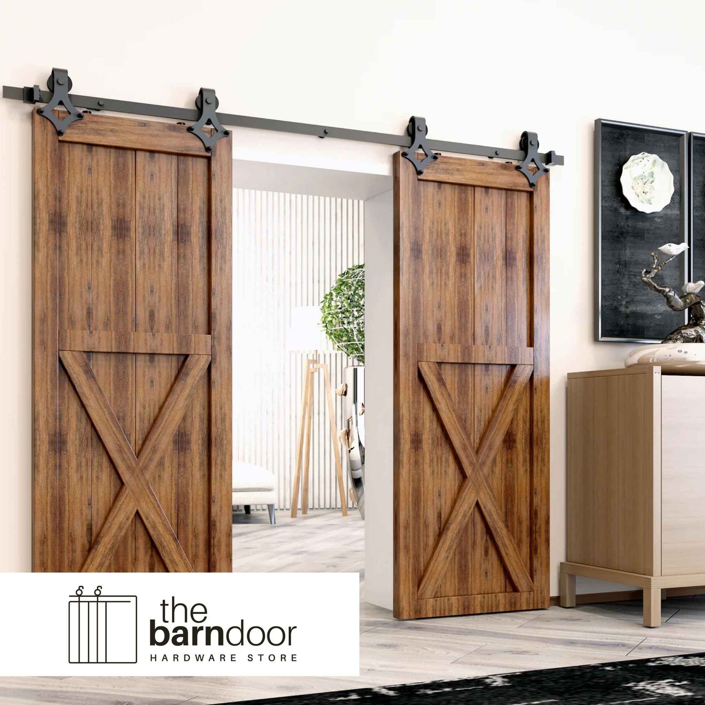 Diamond Black Single Track Barn Door Hardware Kit