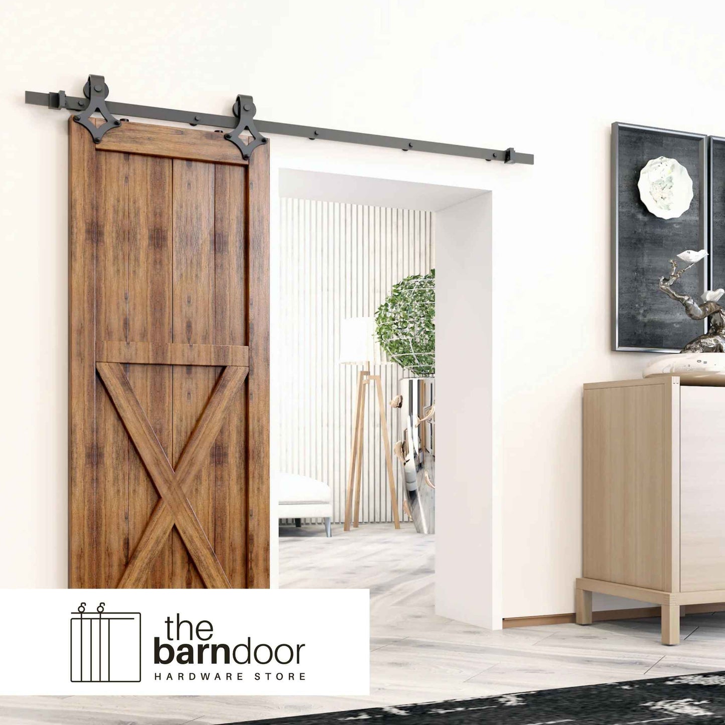 Diamond Black Single Track Barn Door Hardware Kit