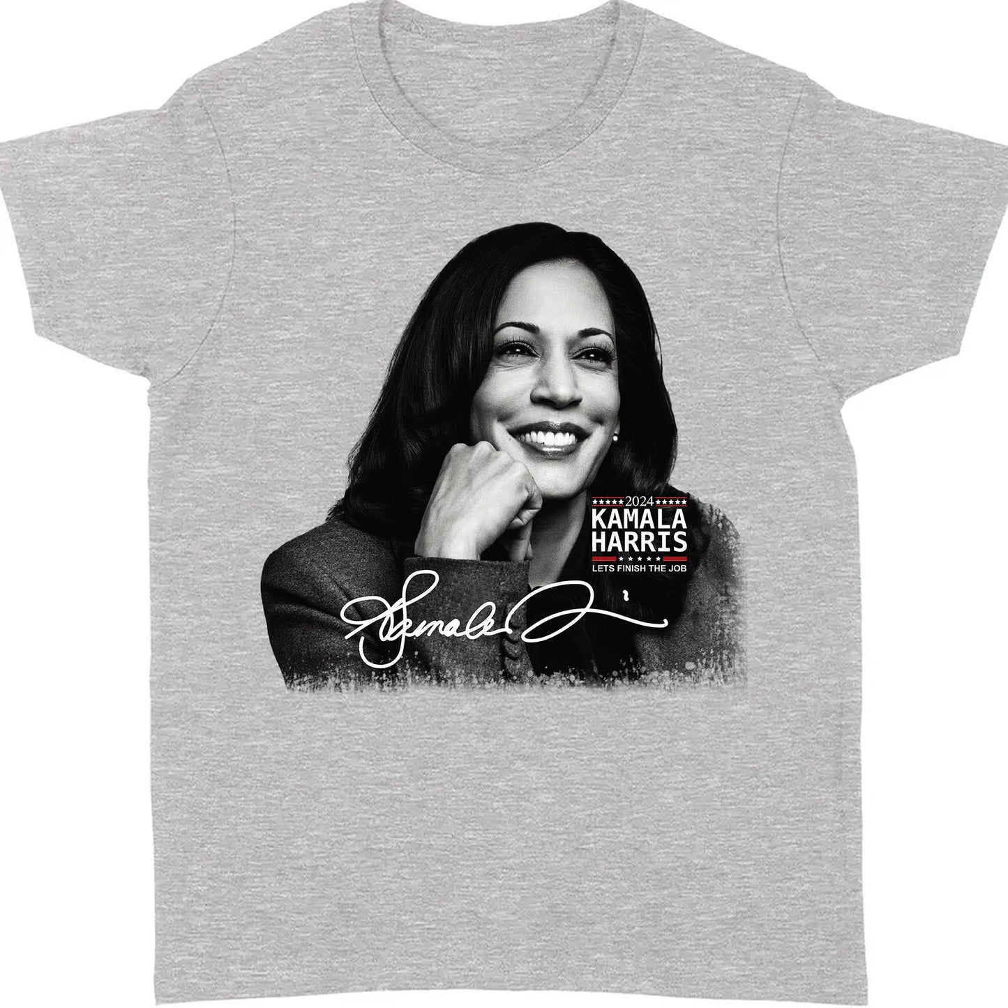 Kamala Harris Let's Finish The Job Signature Shirt | Kamala Harris 2024 Shirt | Democrat Shirt Dark T1435 - KH2