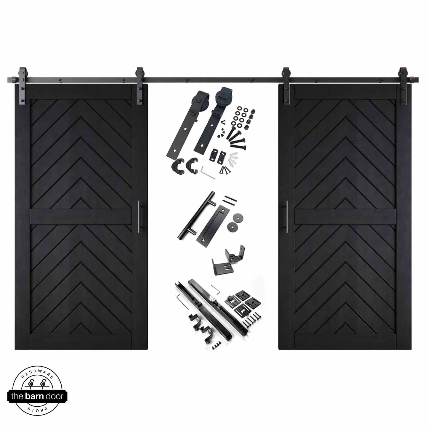 Fishbone Double Barn Door Kit | Black Hardware