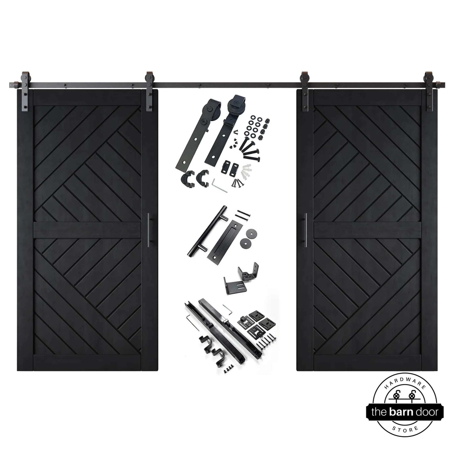 Patterned Double Door Barn Door Kit | Black Barn Door Hardware