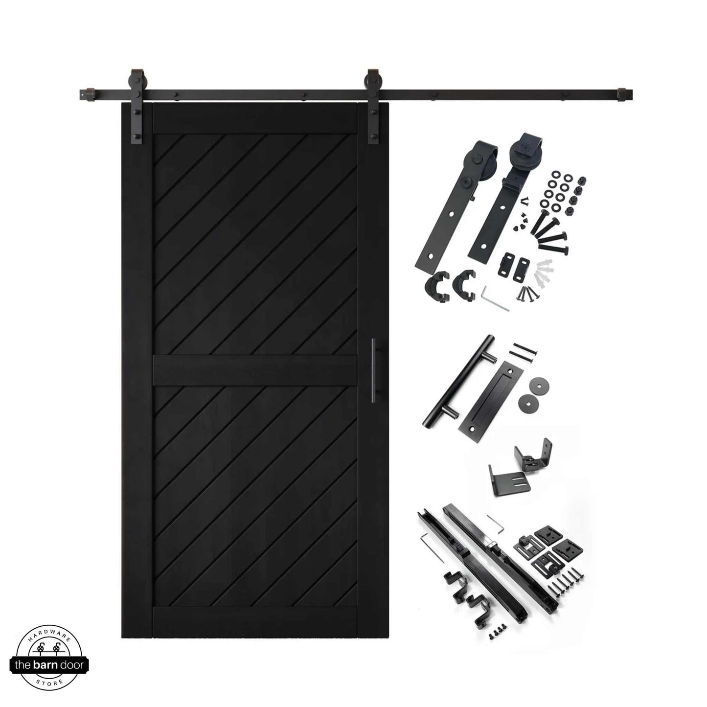 Slanted Single Barn Door Kit | Black Hardware