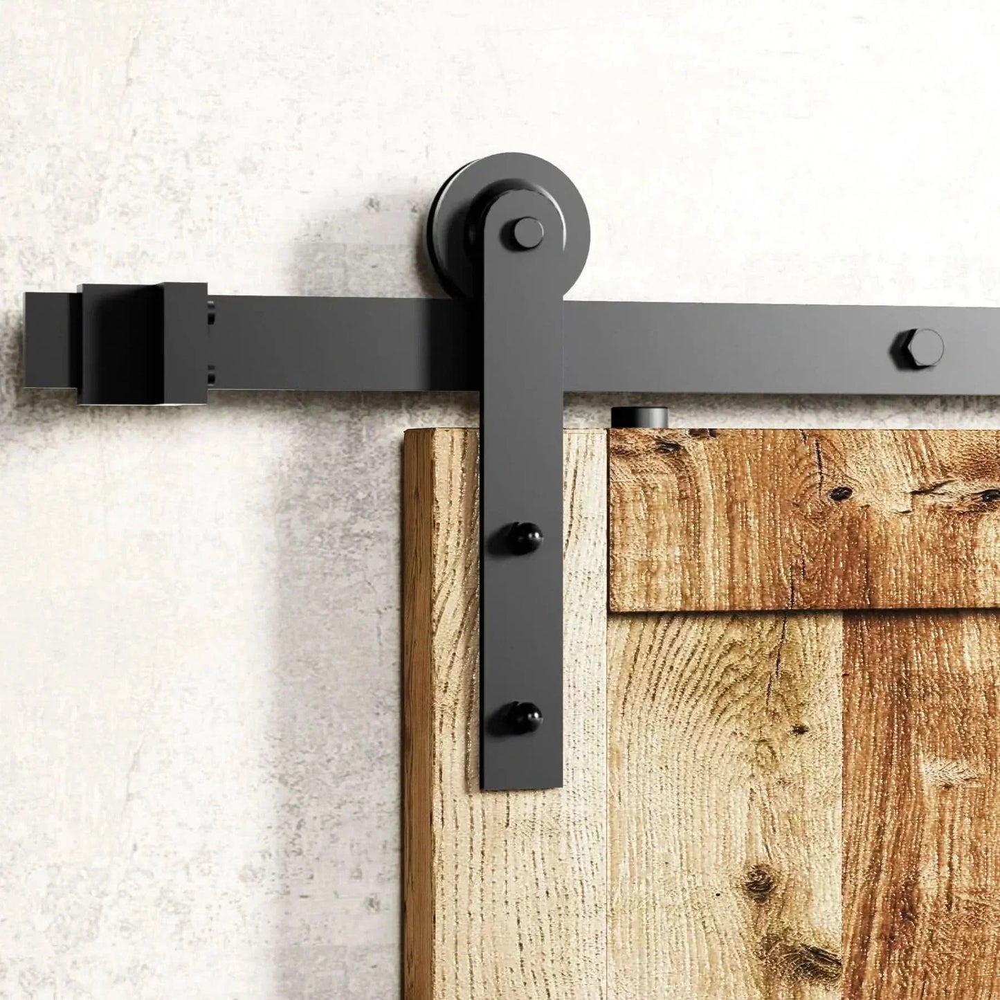 Straight Strap Black Single Track Barn Door Hardware Kit
