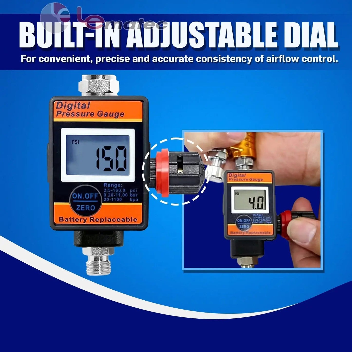 Digital Air Pressure Regulator with LCD Display - Professional 150 PSI Multi-Unit Control (DAR03B)