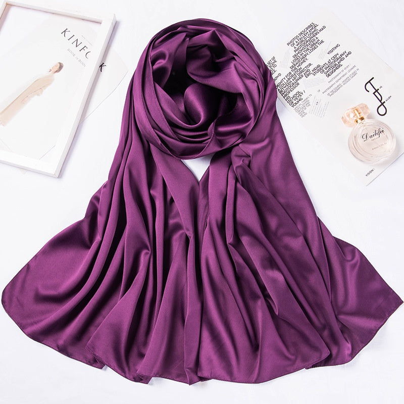 Malaysia bawal 110*110cm Large Square Scarf Single Color Matte Satin Silk Scarf Women's Headscarf Shawl