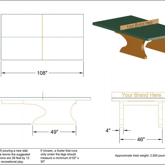 Stone Age Cantilever Outdoor Concrete Ping Pong Table