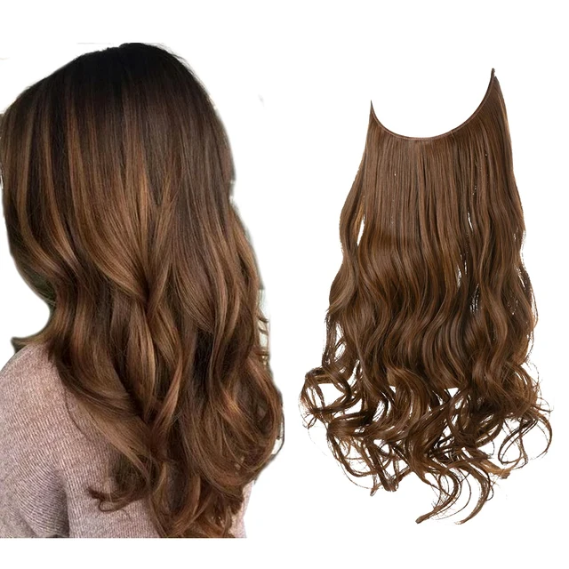 One-piece women's hair extension piece with abundant hair volume U-shaped fishing line invisible and natural long curly hair