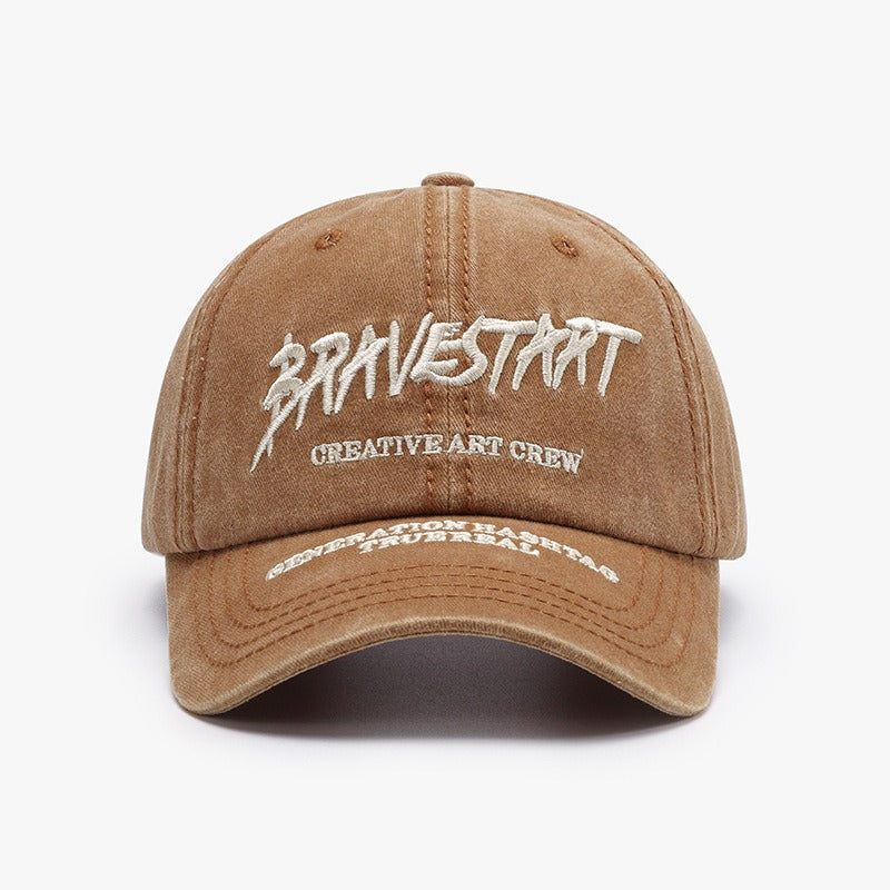 Fashionable Outdoor Versatile Curved Brim Letter Embroidery Men's Flat Tongue Hat Show Face Small Washed Women's Simple Baseball Hat Fashion