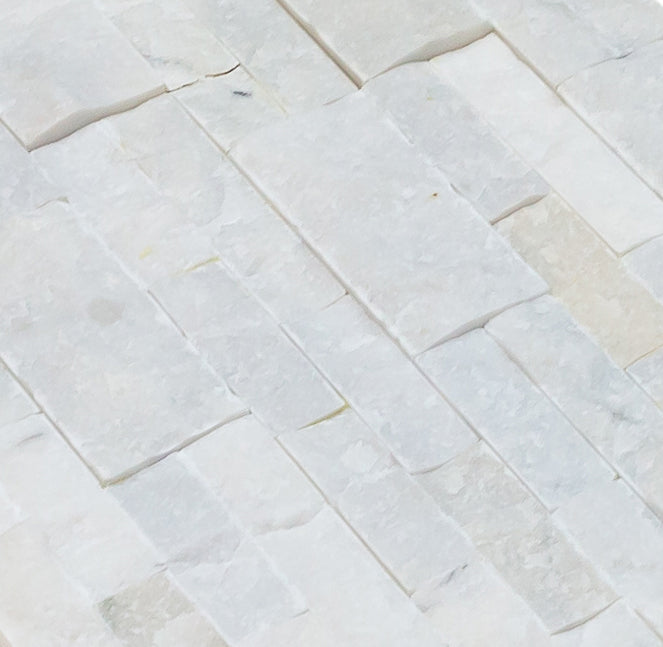 Carrara White Ledger 3D Panel 6"x24" Natural Marble Wall Tile - Full Truckload