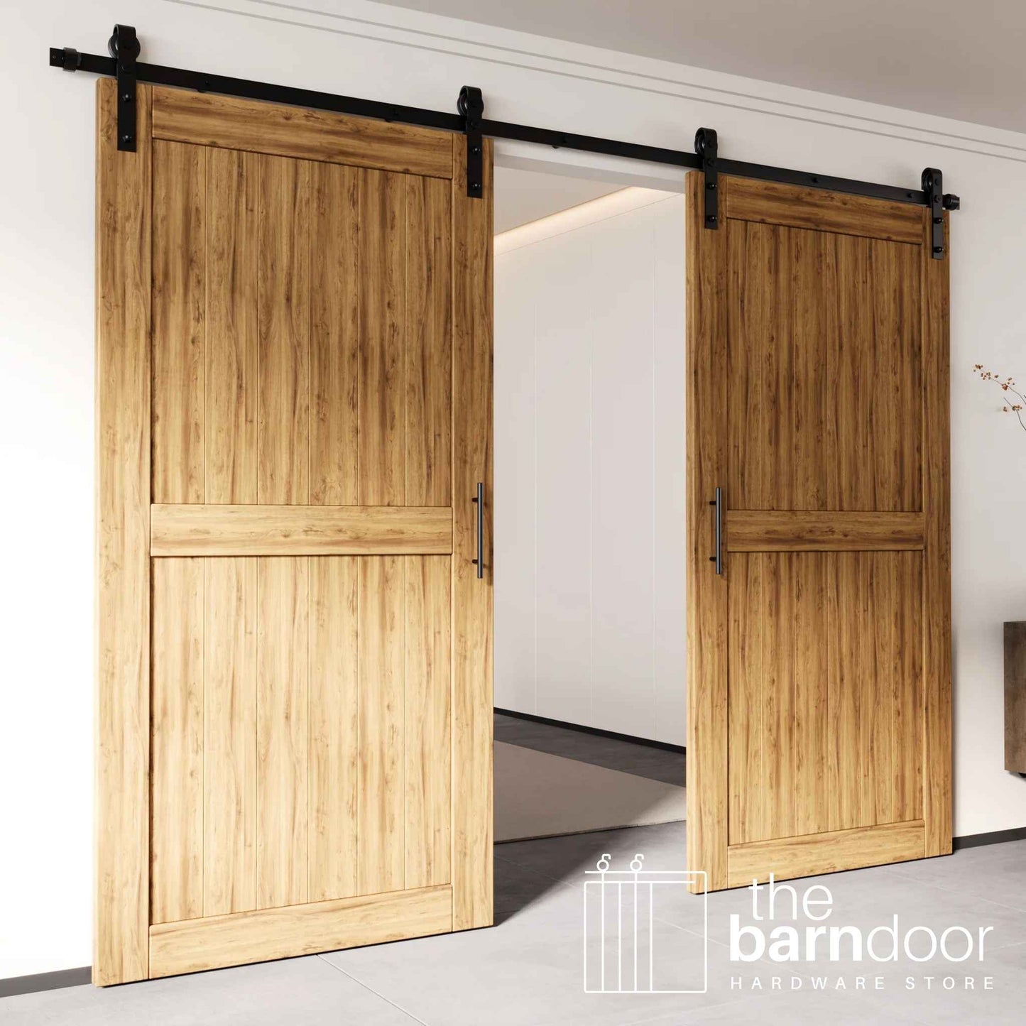 J-Strap Black Single Track Barn Door Hardware Kit