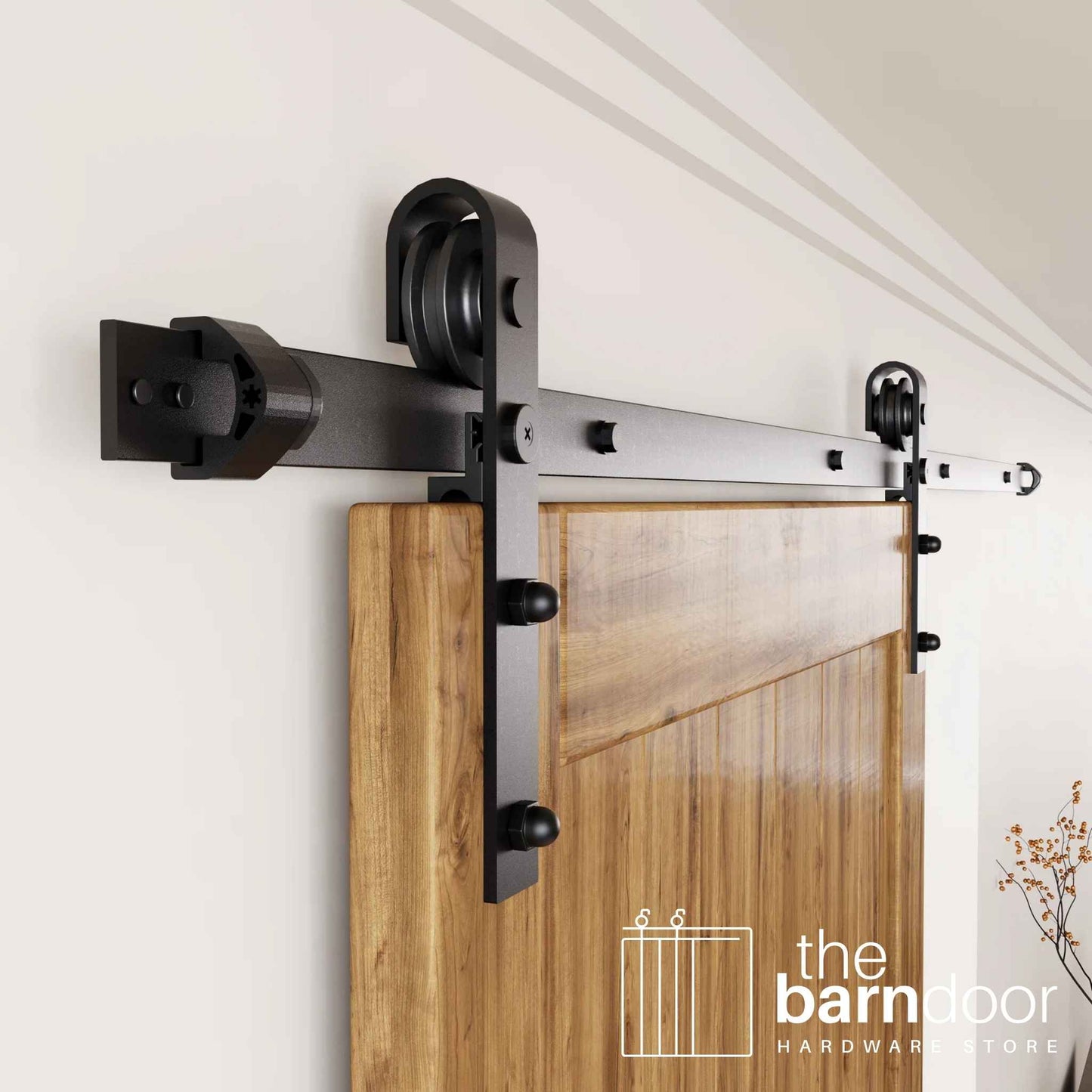 J-Strap Black Single Track Barn Door Hardware Kit