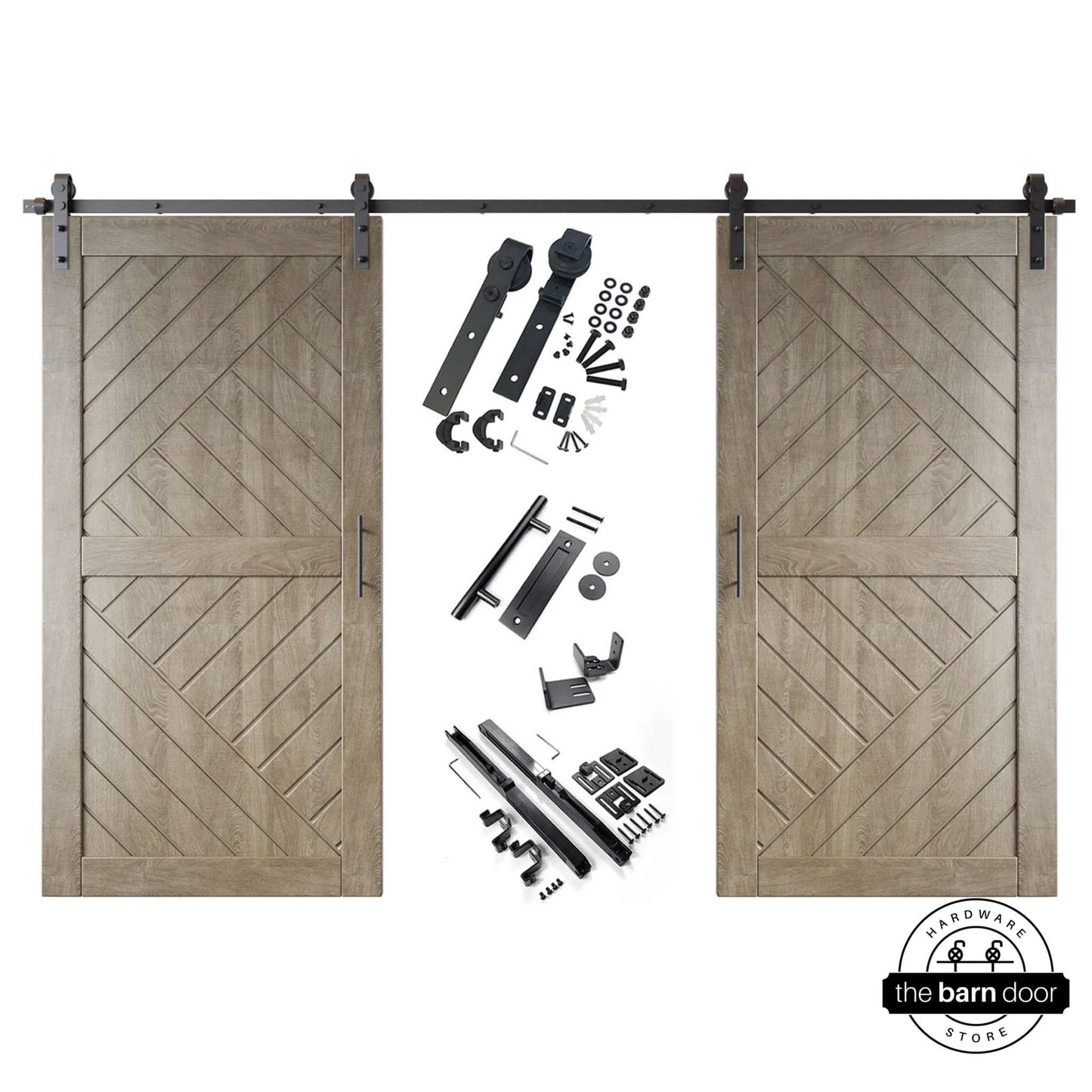 Patterned Double Door Barn Door Kit | Black Barn Door Hardware