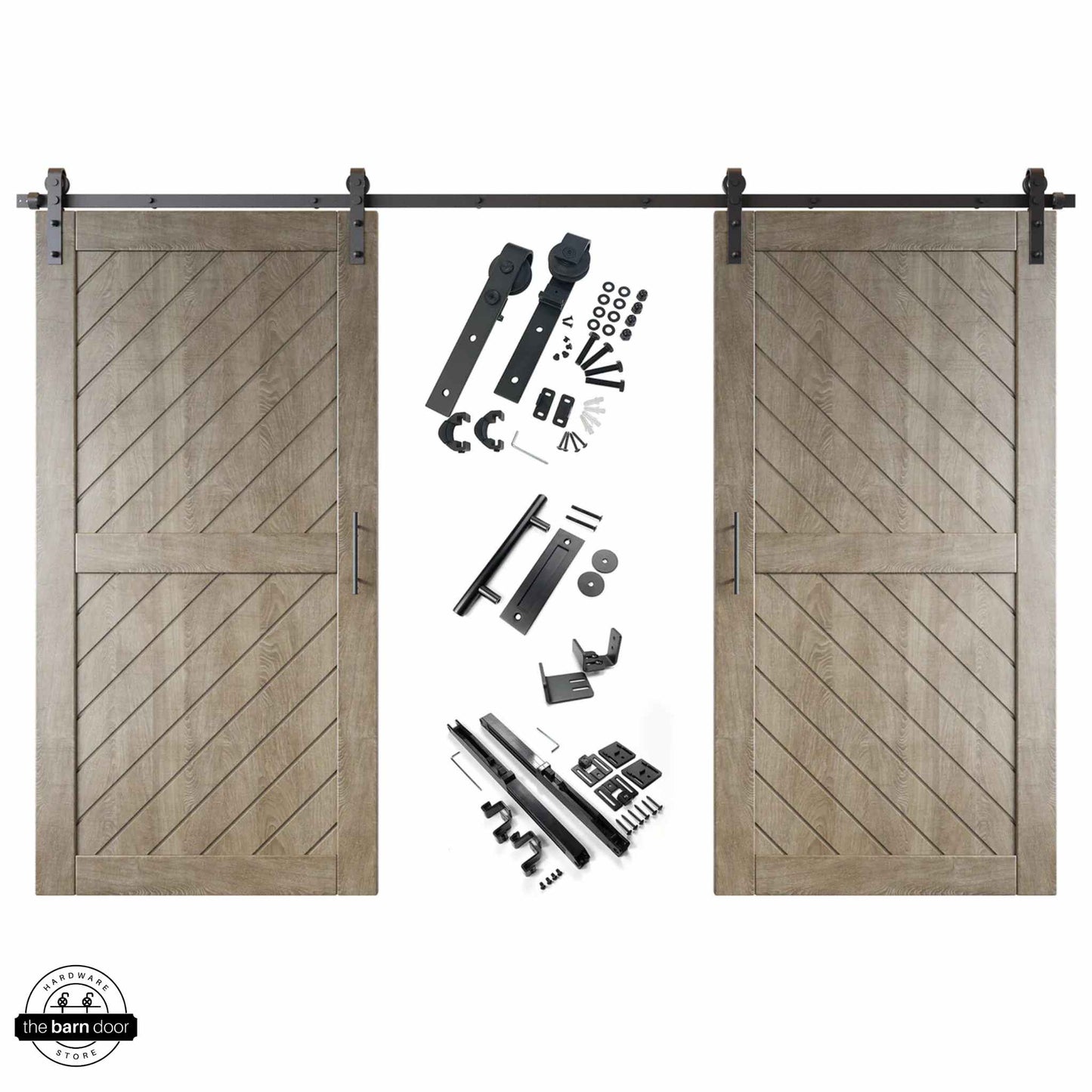 Slanted Double Barn Door Kit | Black Hardware