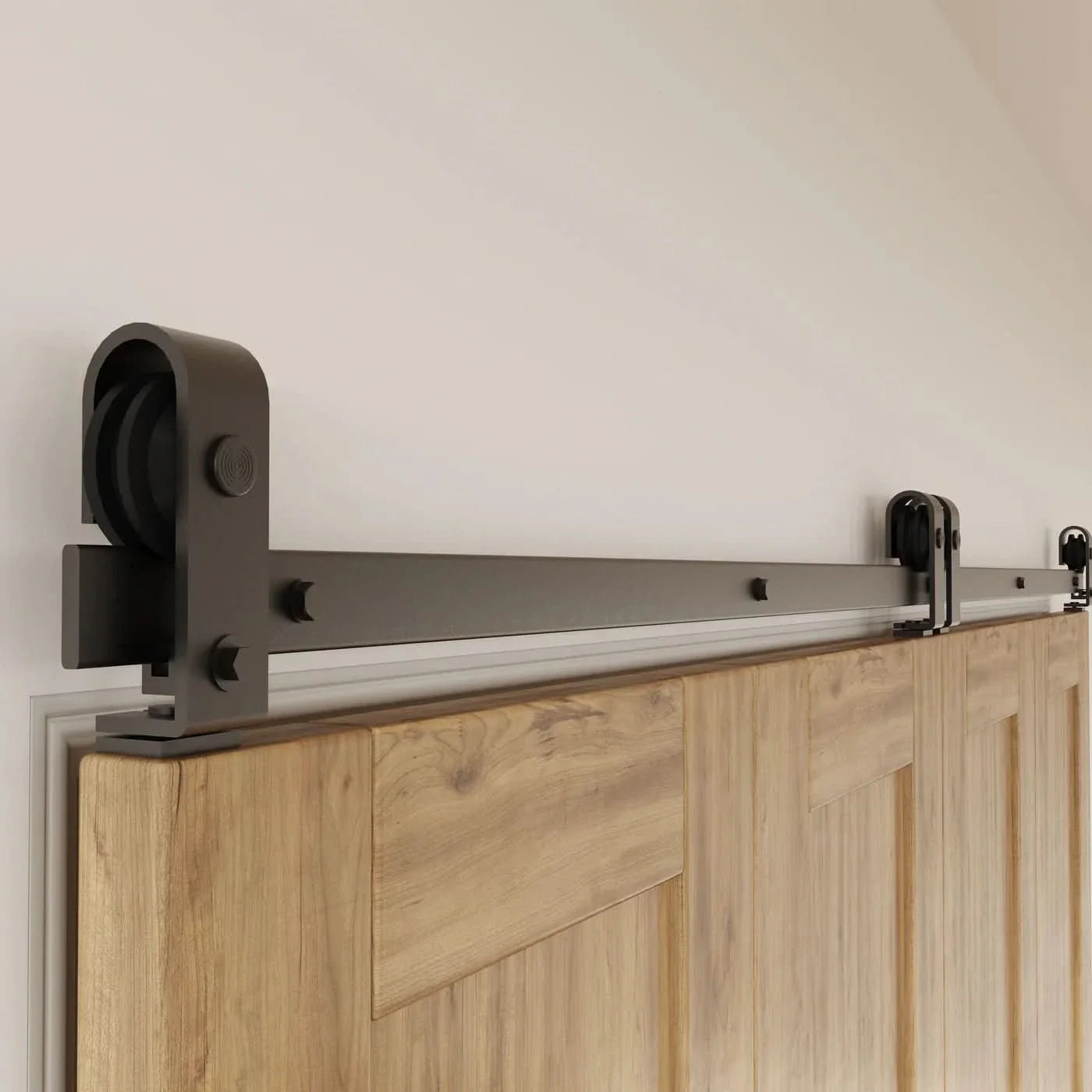 J Top Mount Bifold Barn Door Hardware | Matte Black | 4 Door Biparting Kit