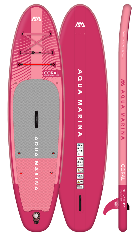 Aqua Marina Coral Stand Up Paddle Board with Carbon/Fiberglass Hybrid Paddle