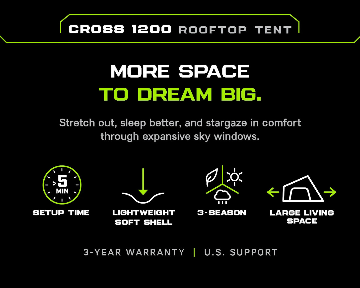 Ironman 4x4 Cross 1200 MK2 Vehicle Rooftop Tent