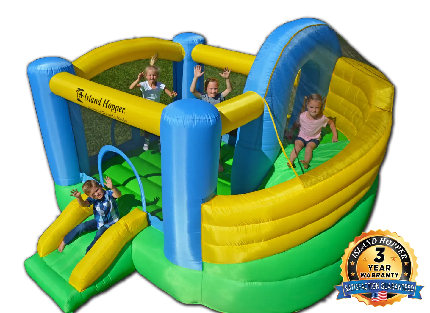 Island Hopper Curved Double Slide Bounce House