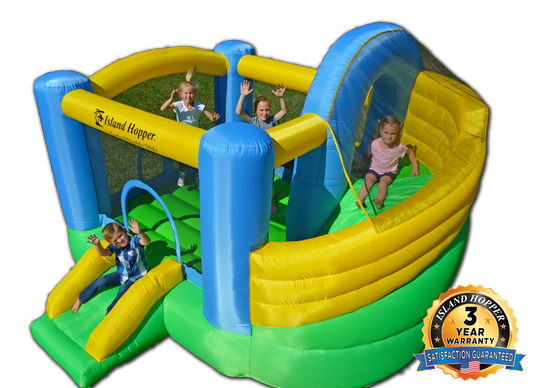 Island Hopper Curved Double Slide Bounce House
