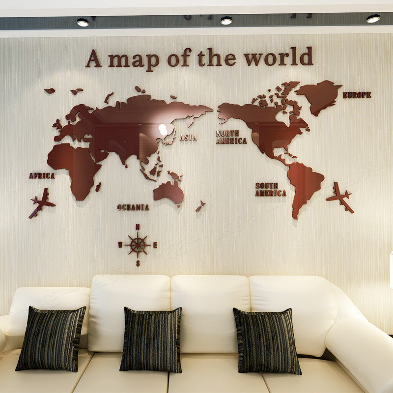 Creative Home Background Wall Stickers Acrylic 3D Wall Stickers Living Room TV Background M70- Map