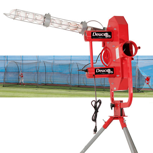 *PREORDER MID JUNE* Heater Deuce 95 MPH Pitching Machine w/ Feeder & Xtender 48' Batting Cage