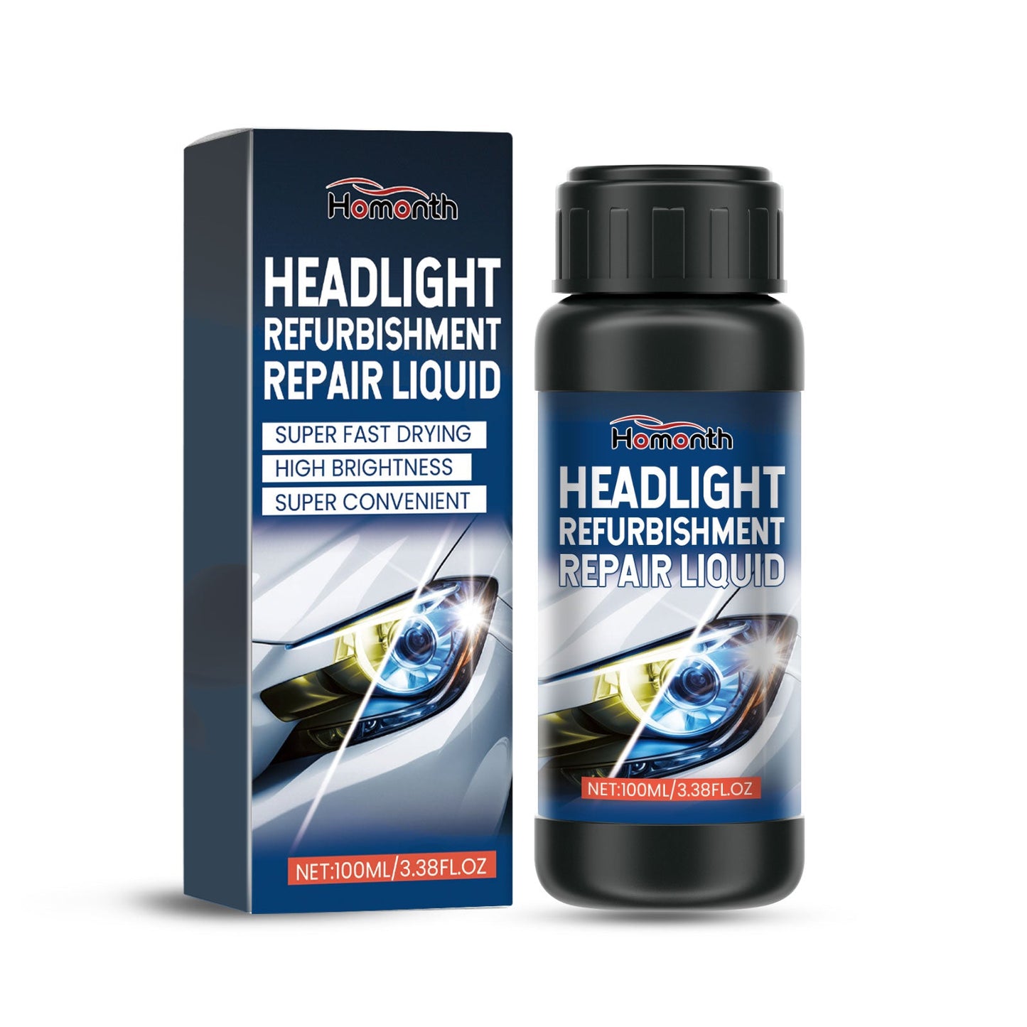 HOMONTH Headlight Refurbishment Repair Liquid, Headlight Yellow Easily Refurbished Reglow Crystal Bright Cleaning Liquid
