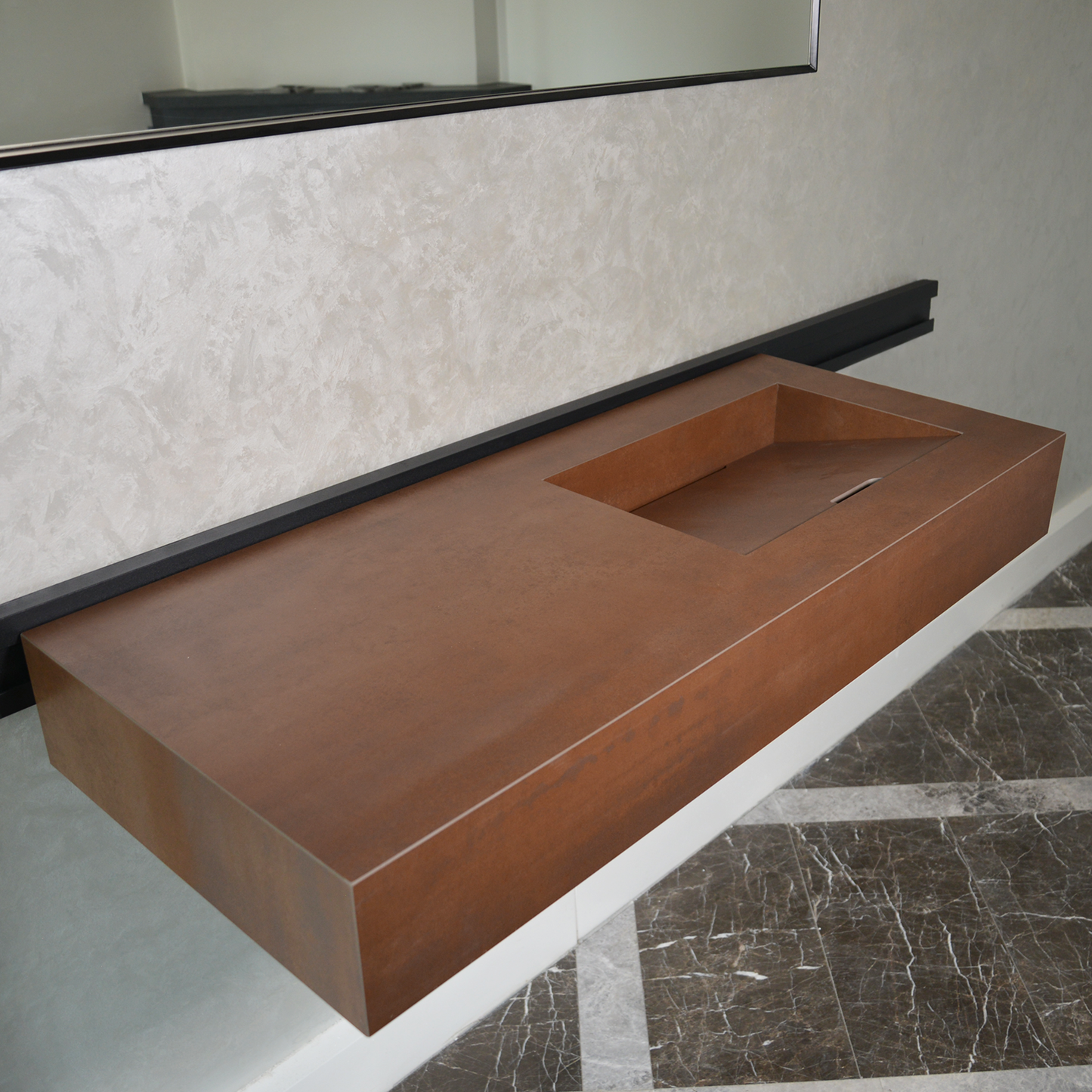 HANDCRAFTED INFINITY – METAL CORTEN ENGINEERED PORCELAIN SINK (ES-058)