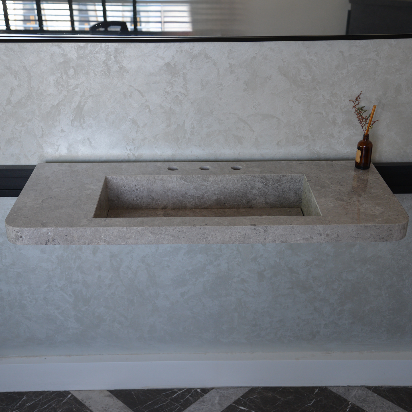 HANDCRAFTED CUSTOM TUNDRA GREY MARBLE SINK (NS-097)