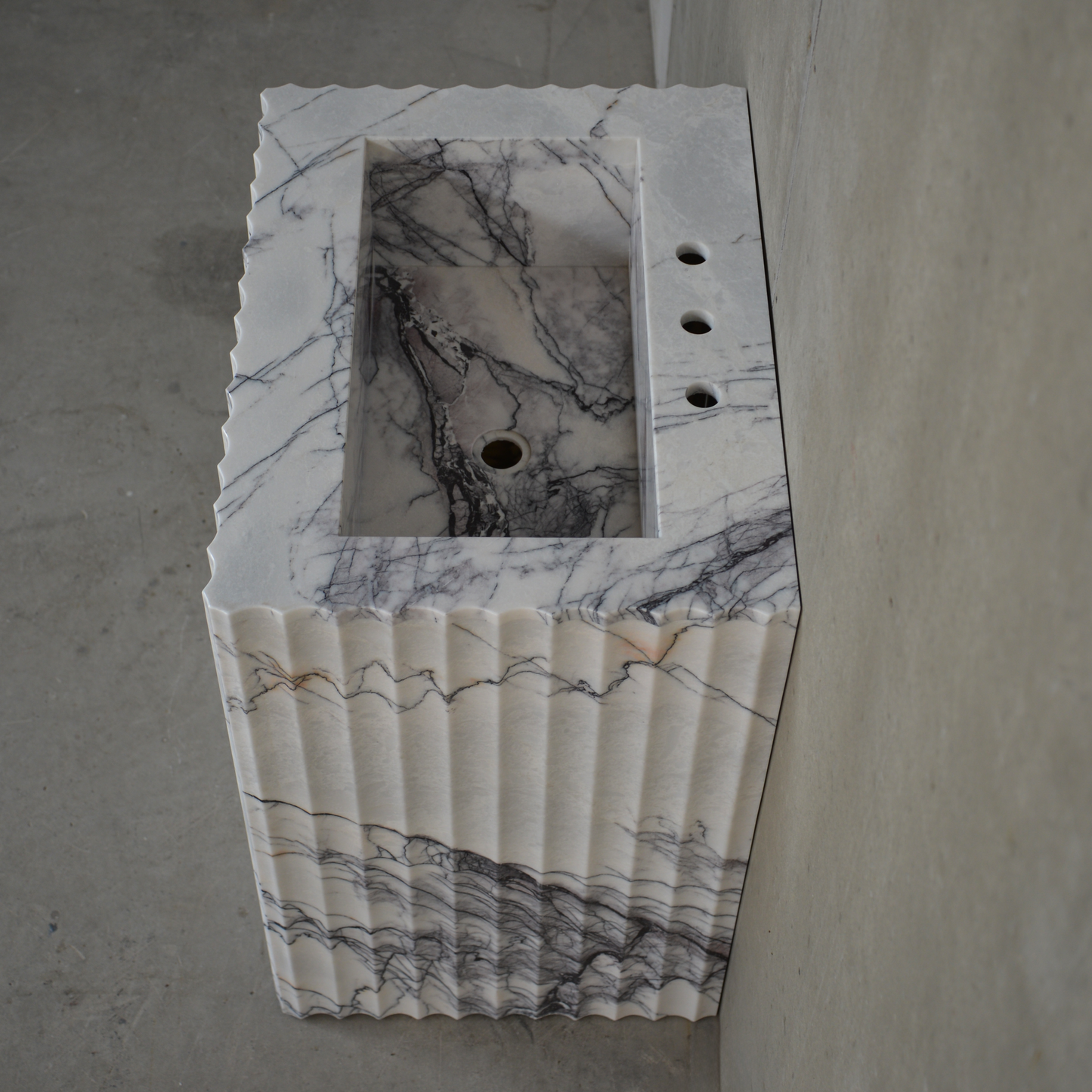 HANDCRAFTED CUSTOM PEDESTAL LILAC MARBLE SINK (NS-220)