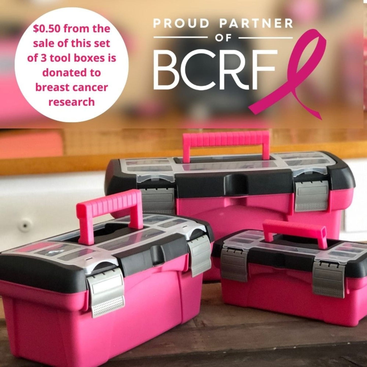 3 Piece Tool Box - Pink - DT5005P