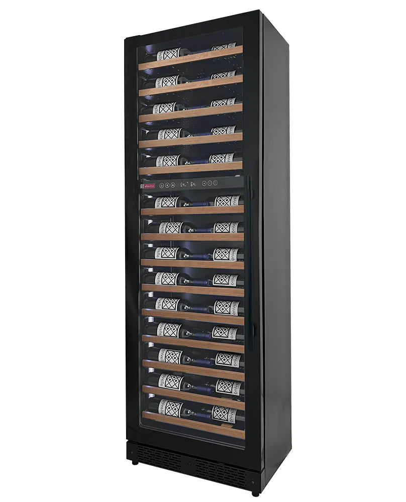 Allavino Reserva Series 67 Bottle 71" Tall Dual Zone Black Shallow Wine Cooler Refrigerator Console