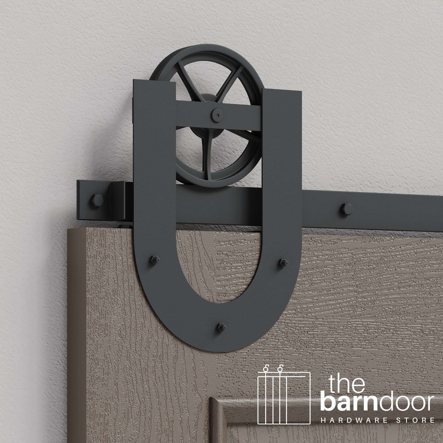 Wagon Wheel Horseshoe Heavy Duty Sliding Barn Door Hardware Kit
