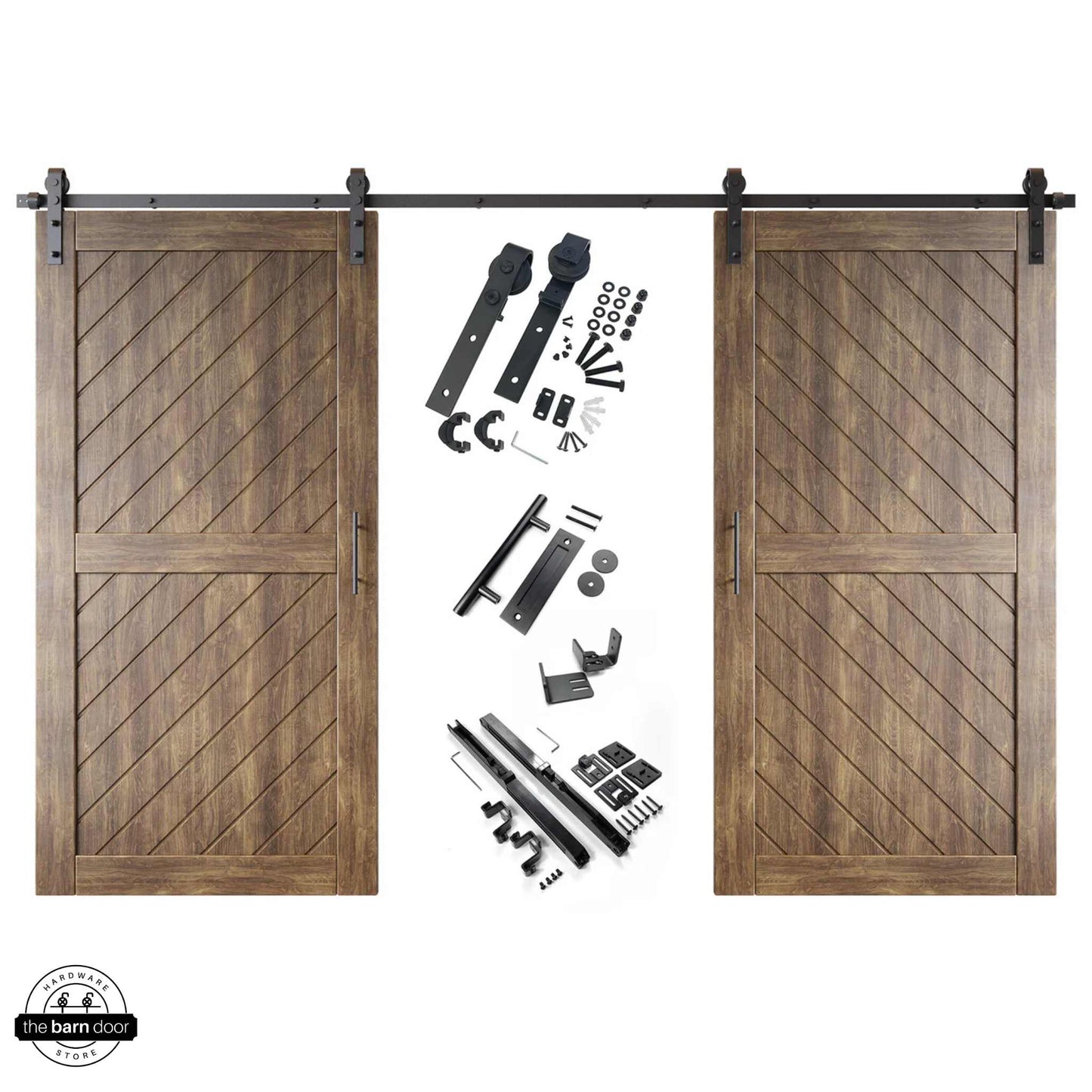 Slanted Double Barn Door Kit | Black Hardware