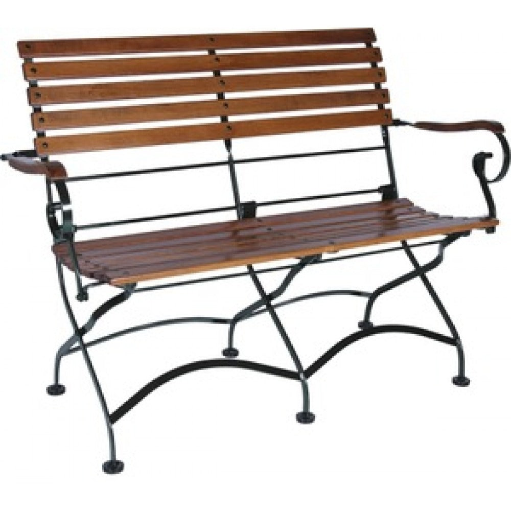DemarForge Folding Bench 5552 - Stackable - European Chestnut Wood Clear Coated Slats