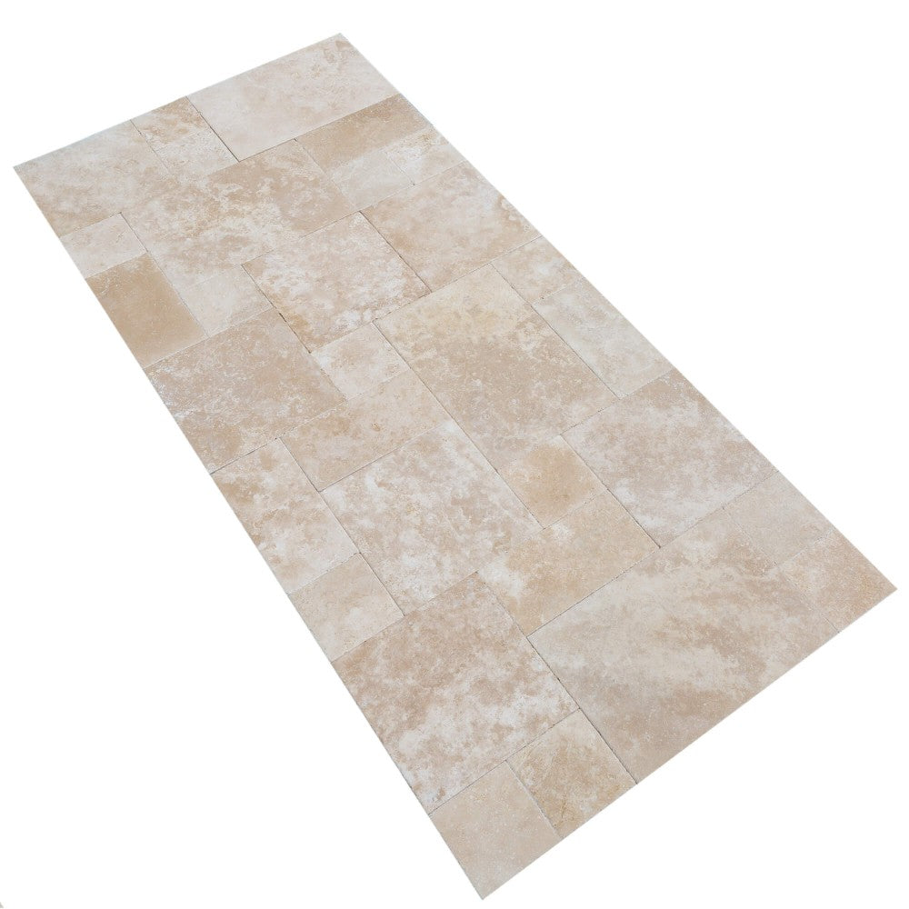 Denizli Beige Antique Pattern Travertine Tile - Full Truckload