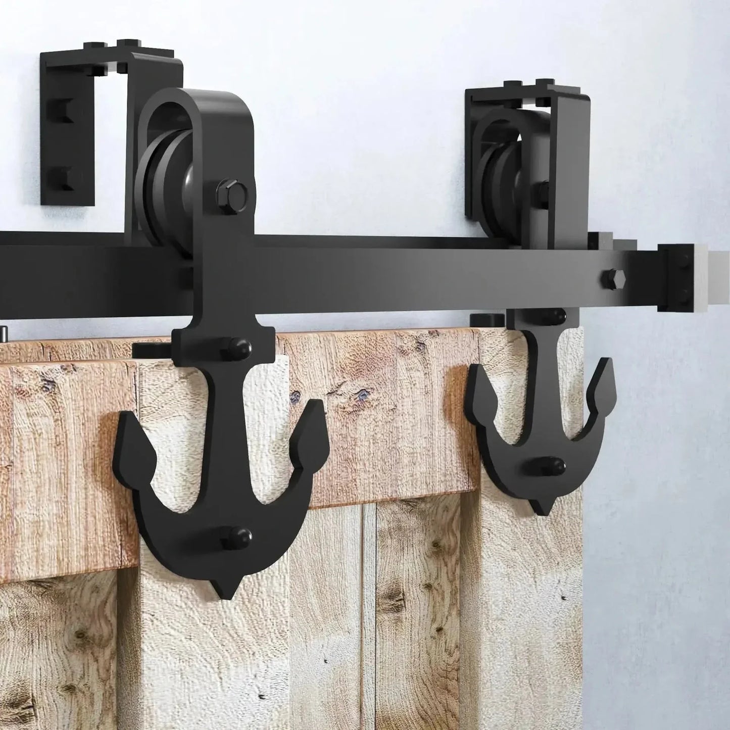 Classic Double Bypass 2 Door Barn Door Kit | Black Hardware
