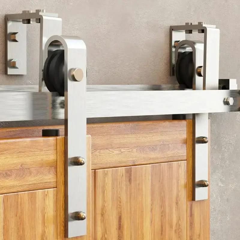 Classic Double Bypass 2 Door Barn Door Kit | Brushed Nickel Hardware