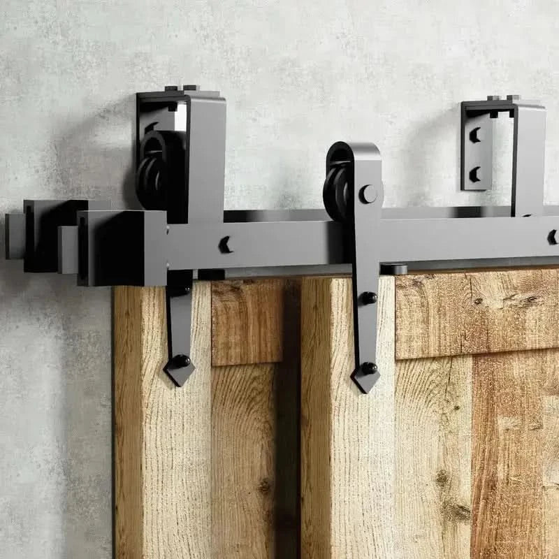 Classic Double Bypass 2 Door Barn Door Kit | Black Hardware