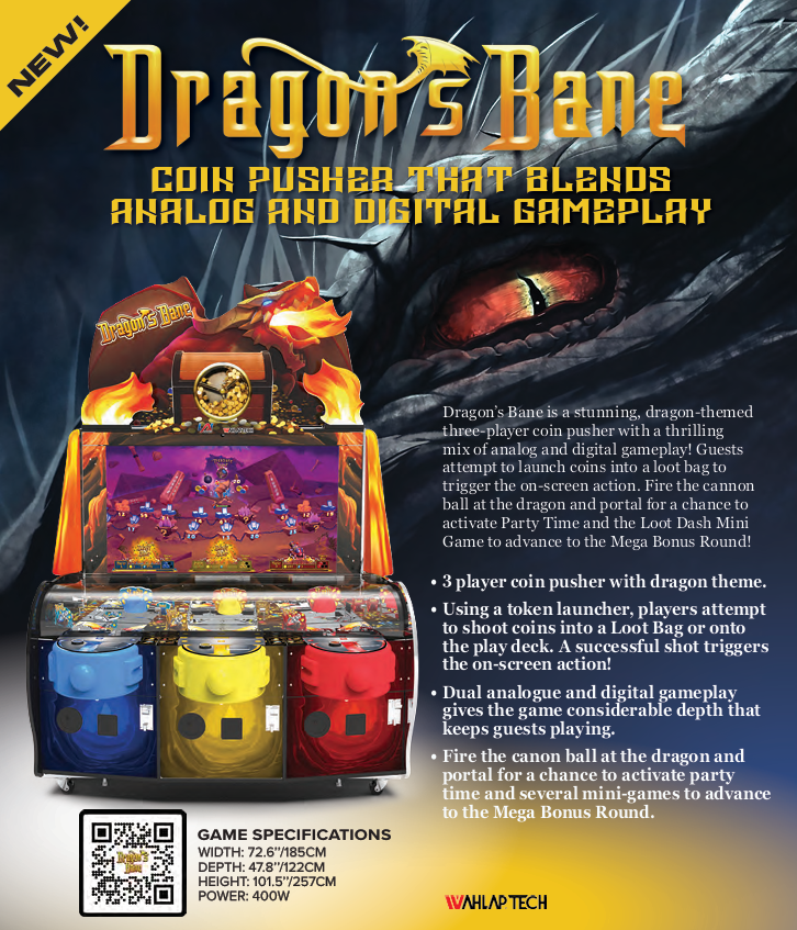 LAI Games Dragon’s Bane Coin Pusher Arcade Game with 3 Players