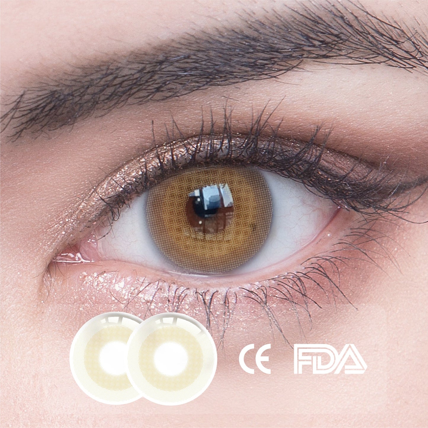 1Pcs FDA Certificate Eyes Beautiful Pupil Colorful Girl Cosplay Contact Lenses BROWN(0-600°）