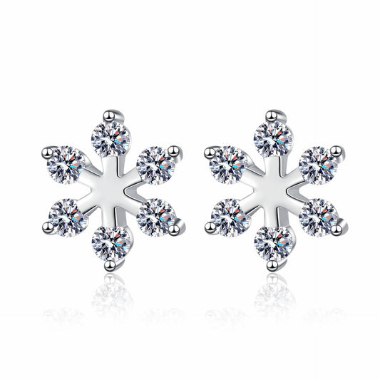 Moissanite 925 Sterling Silver Snowflake Shape Earrings